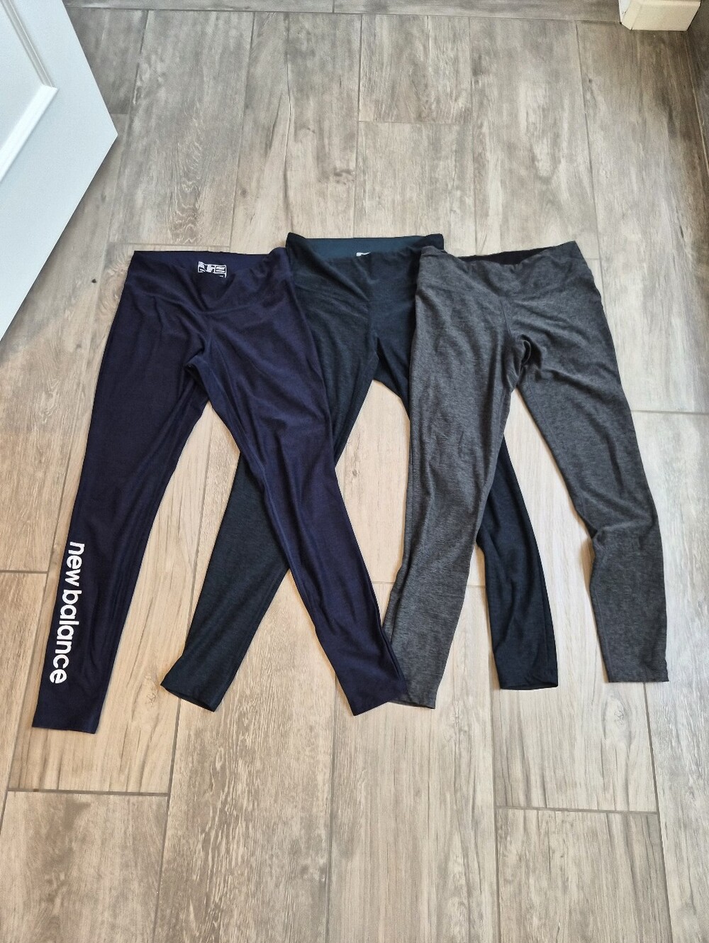 New Balance Set Of 3 Green Gray Navy Active Leggings